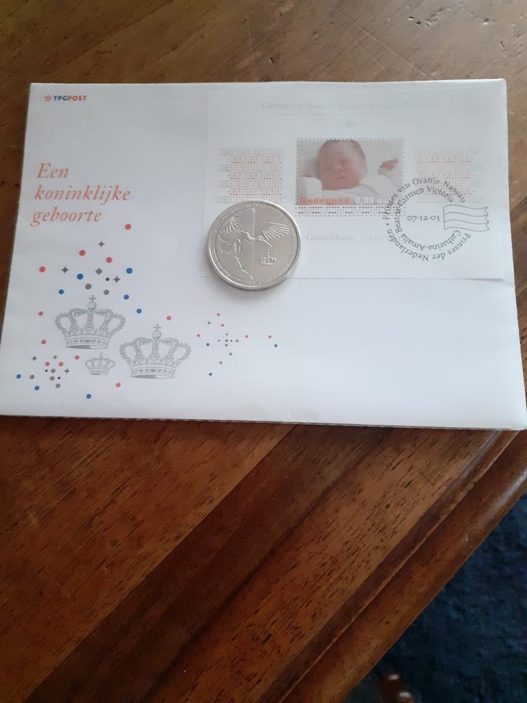 Geboortemunt Amalia 2003 in originele verpakking, Postzegels en Munten, Munten | Nederland, Koningin Beatrix, Geboorte of Huwelijk