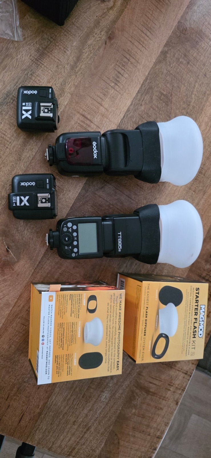 Godox flitsers met Magmod Starter Flash Kit 2, Nikon, Gebruikt, Inclusief accessoires, Externe flitser