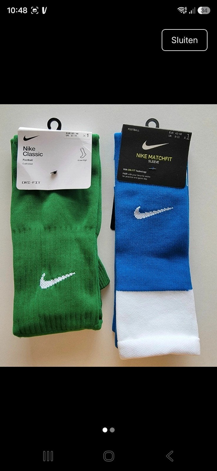 Nike voetbalkousen en sleeves, maat 42-46, Ophalen of Verzenden, Nieuw, Overige kleuren