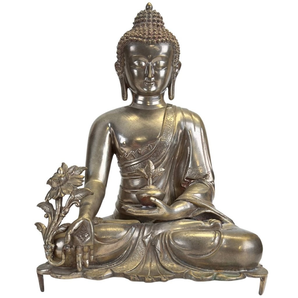 Medicijnboeddha – Tibetaans/Newar brons – 1450–1600, Tibet, Ophalen of Verzenden, Beeld, Brons