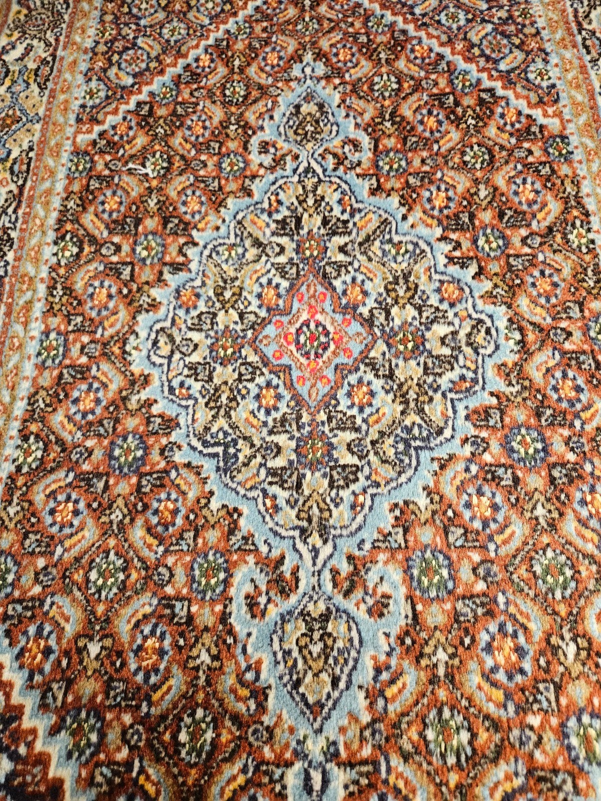 Handgeknoopt perzisch tapijt moud 124x80, Info@SlatsAntiek.nl, 100 tot 150 cm, Perzisch, Rechthoekig