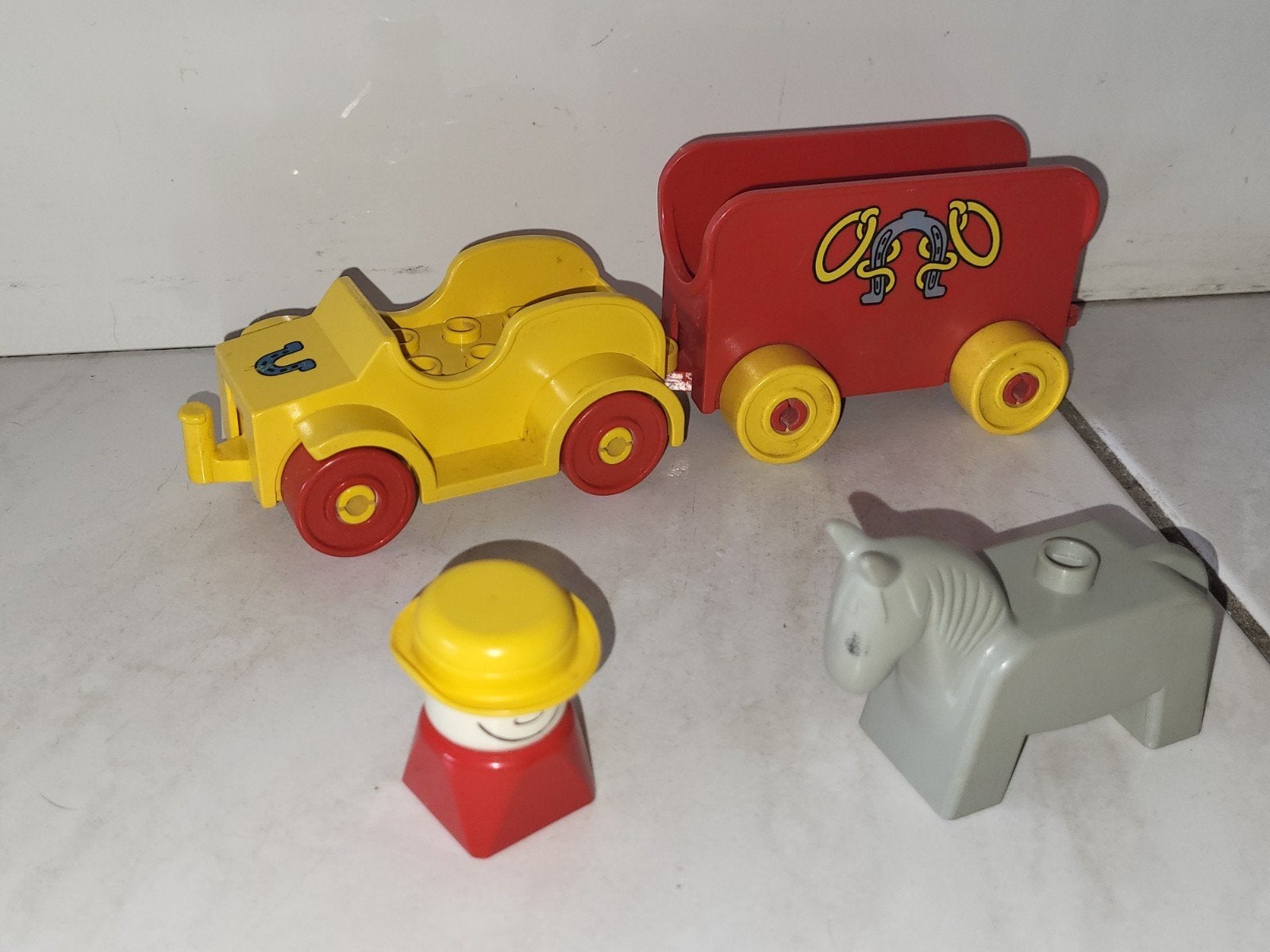 Duplo auto met kar en paard, Gebruikt, Ophalen of Verzenden, Duplo, Duplo