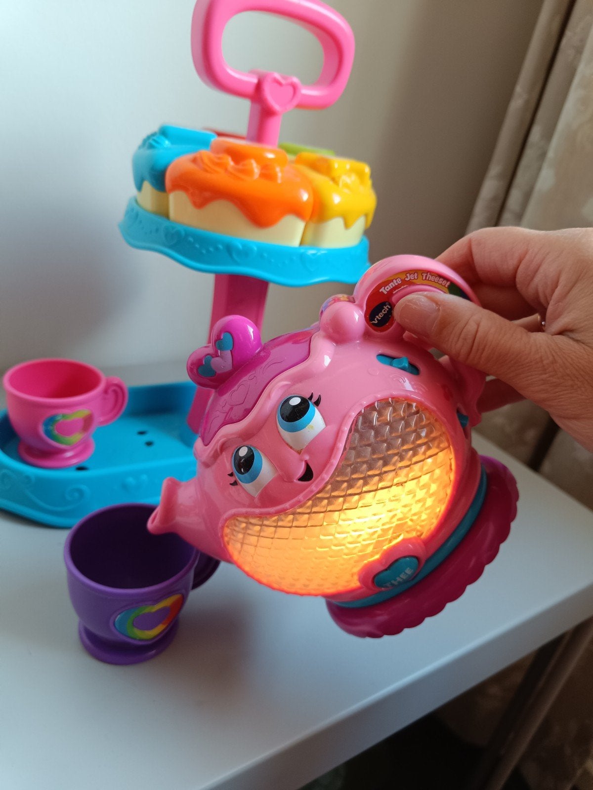 V-tech tante Jet theeset, Kinderen en Baby's, Speelgoed | Vtech, Ophalen of Verzenden, Zo goed als nieuw