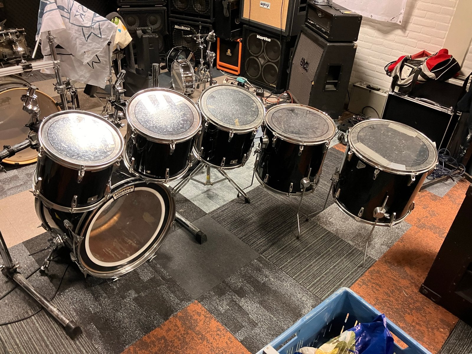 Remo drumstel met rack (excl. tom klemmen), Ophalen, Gebruikt, Overige merken