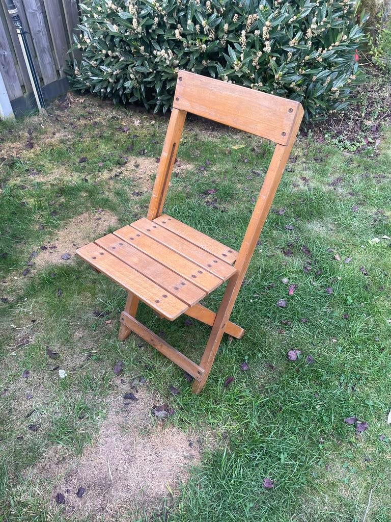 Retro houten klapstoel Dommelsch Bier – Vintage caféstoel, Verzamelen, Ophalen, Gebruikt, Overige typen, Dommelsch
