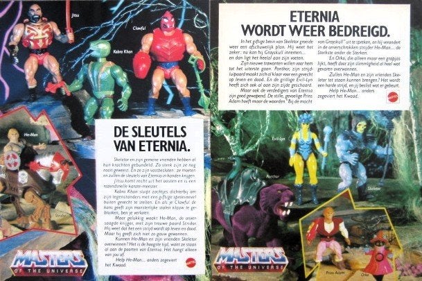 2 vintage advertenties reclames Masters of the Universe 1985, Ophalen of Verzenden, Gebruikt, Overige typen
