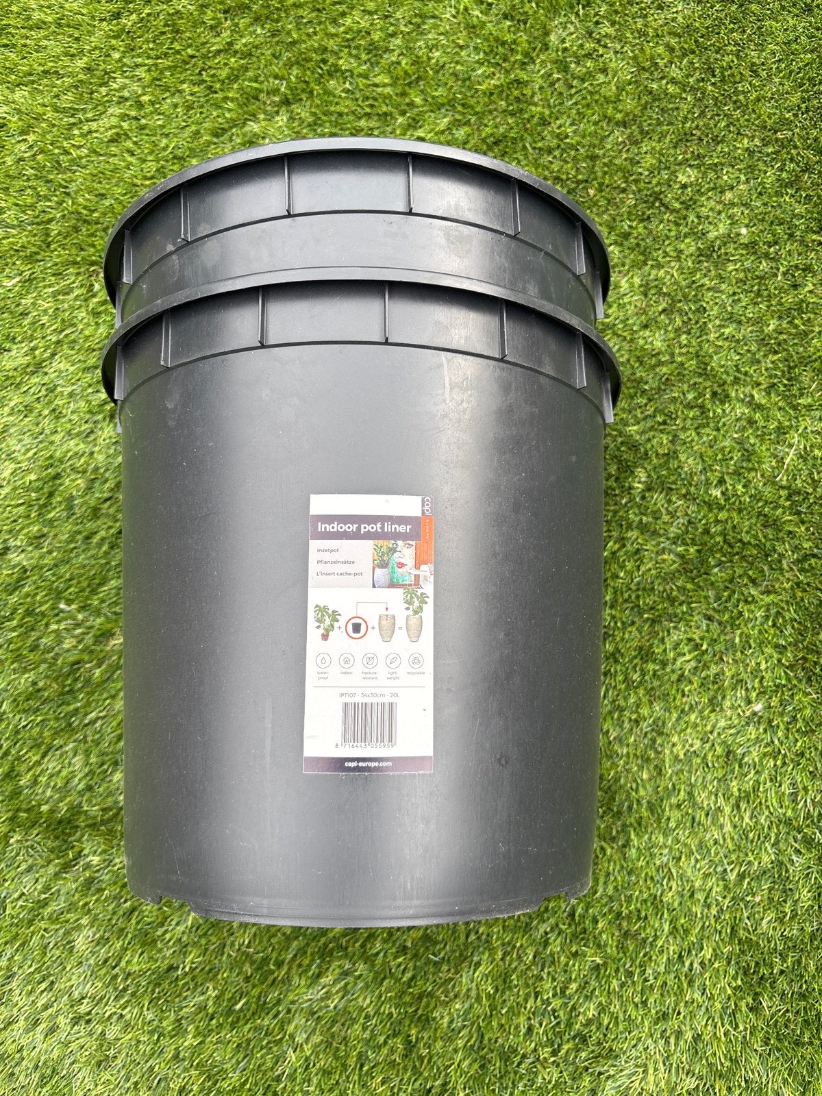 Zwarte kunststof bloempot binnenvoering - 2 stuks, 25 tot 40 cm, Kunststof, Gebruikt, Rond