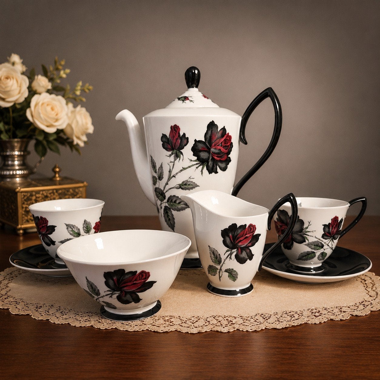 Royal Albert Masquerade koffieservies - Zeldzaam en Elegant, Ophalen of Verzenden