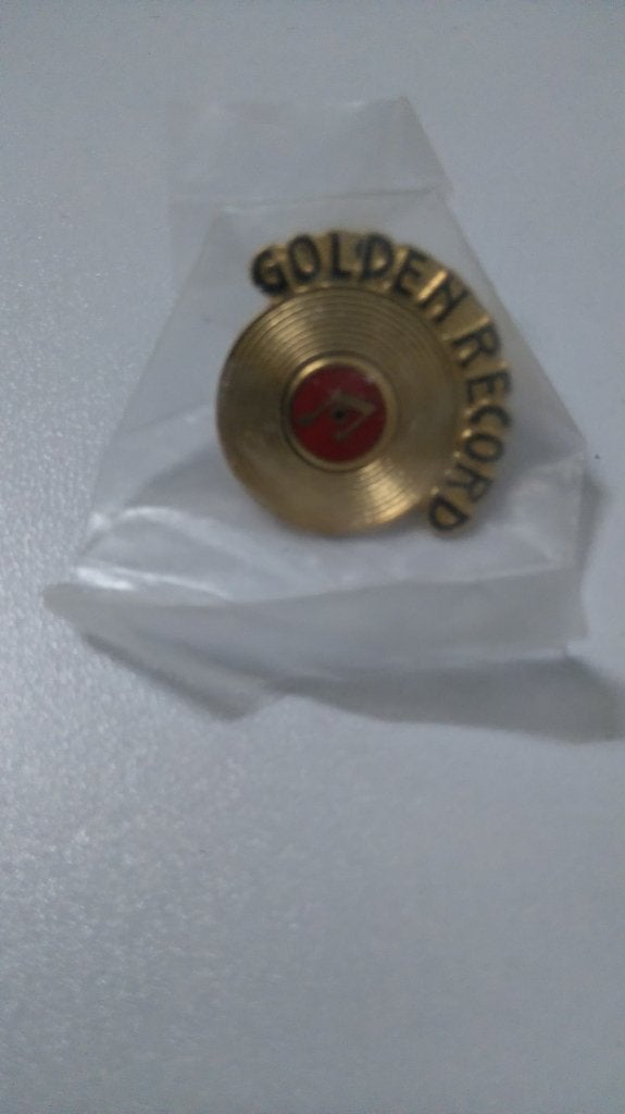 Golden record logo muziek label pin, Ophalen of Verzenden, Zo goed als nieuw
