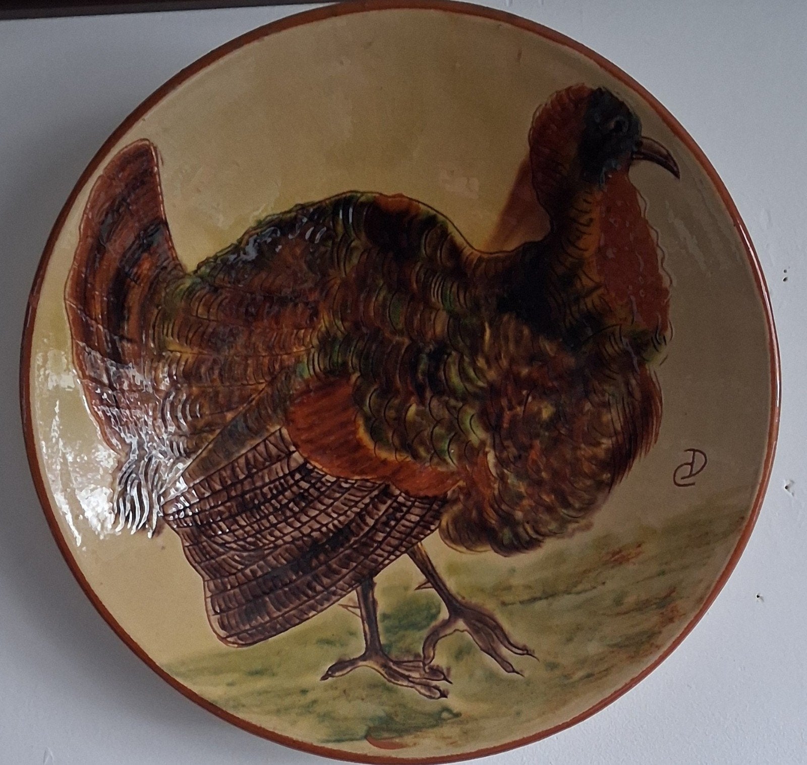Wandbord. Kalkoen. Corrie Demmink (1895-1969) Ca '30. 31 cm., Ophalen of Verzenden