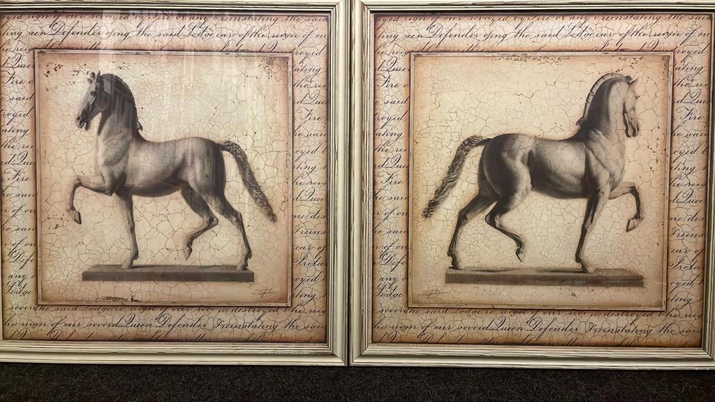 Set van 2 paarden schilderijen, Ophalen of Verzenden