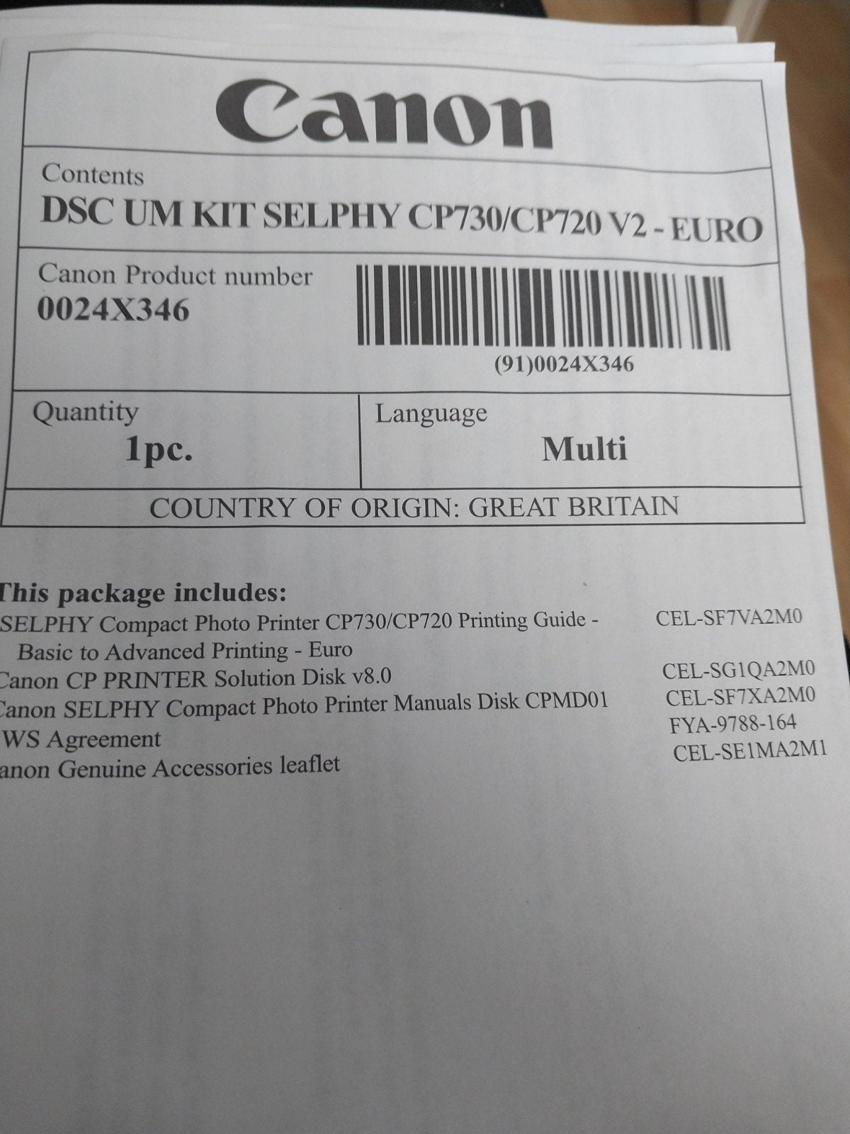 Canon Selphy CP720 Compacte Fotoprinter - Nieuw in Doos, Fotoprinter, PictBridge, Canon, Ophalen of Verzenden