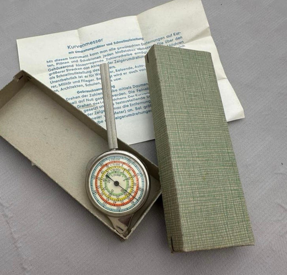 Vintage Kurvenmesser - Kaartmeter met doosje en handleiding, Ophalen of Verzenden