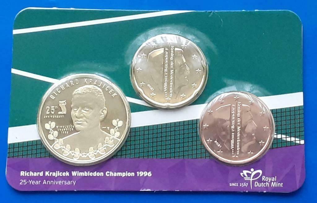 Richard Krajicek Wimbledon jubileum in coincard, Postzegels en Munten, Verzenden, Koningin Beatrix, Euro's, Setje