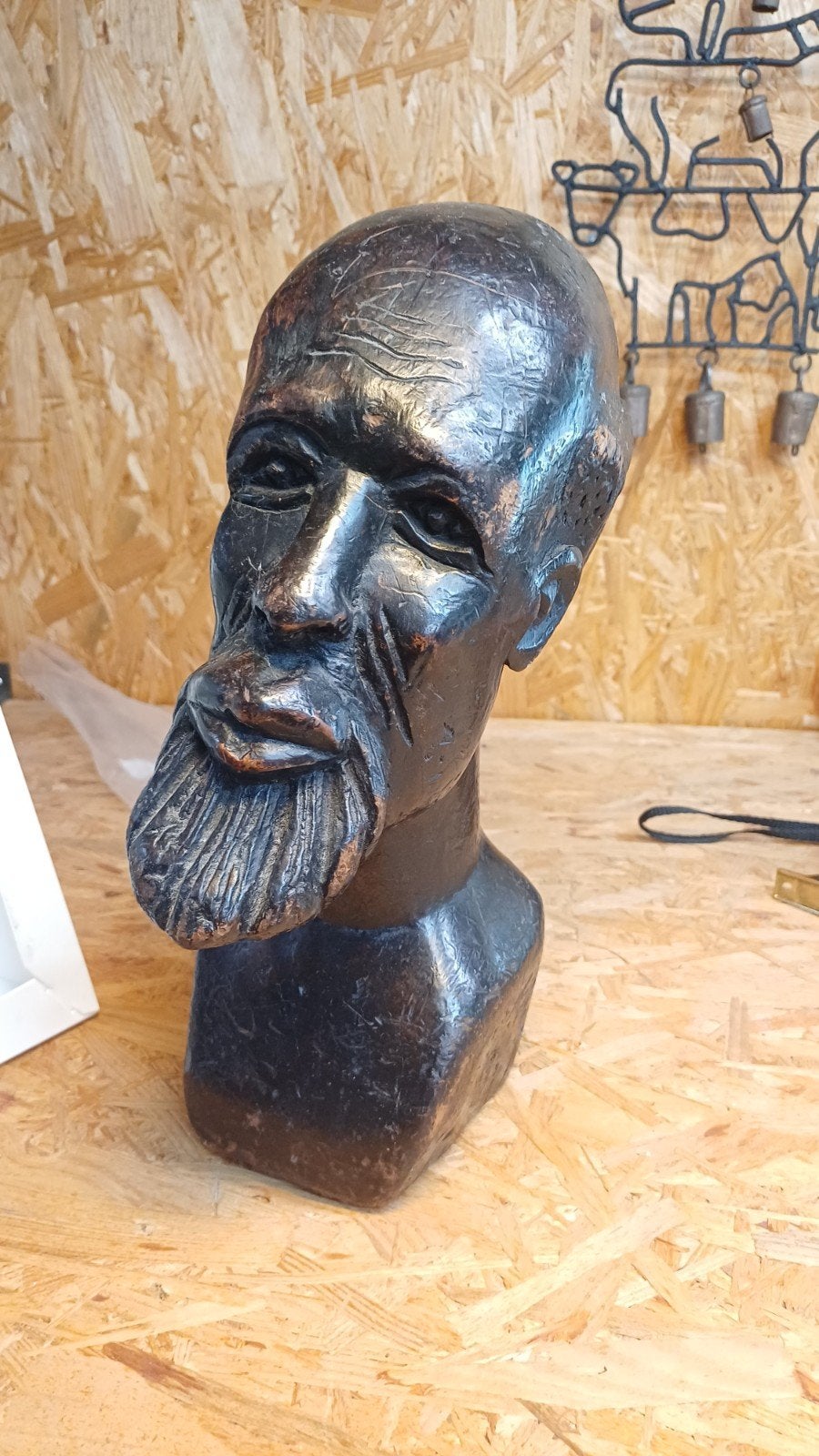 Ebbenhout buste Afrikaanse man 31 cm hoog, Ophalen of Verzenden