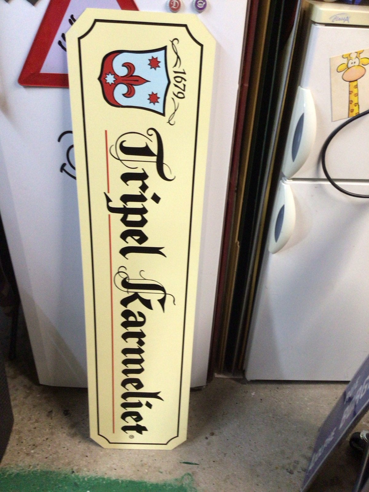 Tripel Karmeliet Reclamebord - Vintage Bierbord, Ophalen, Gebruikt