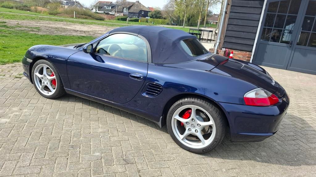 Porsche Boxster 2003 Blauw, Automaat, Achterwielaandrijving, Beige, Cabriolet