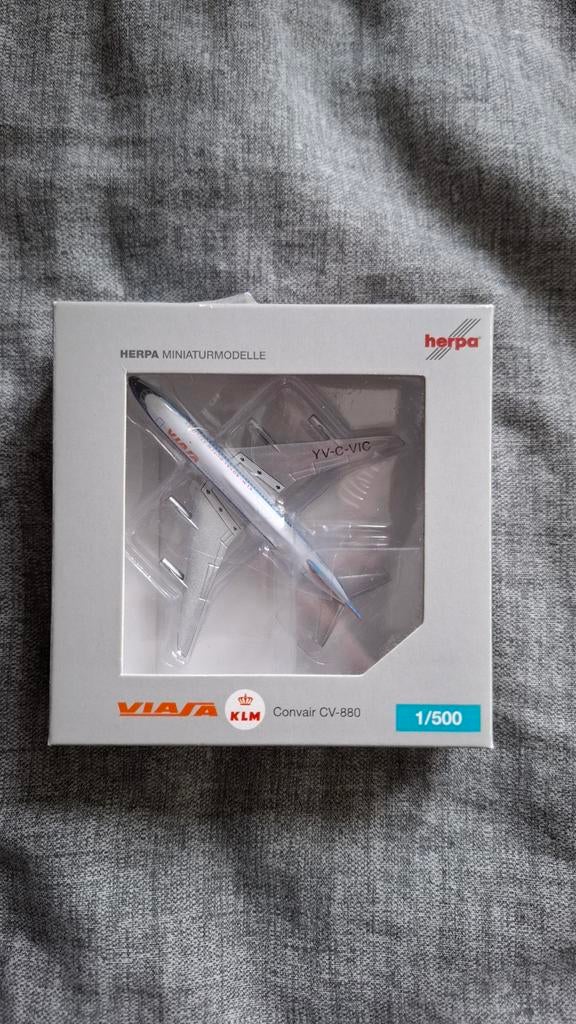 Herpa 1:500 KLM Viasa CV880, Verzamelen, Ophalen of Verzenden, Zo goed als nieuw, Schaalmodel