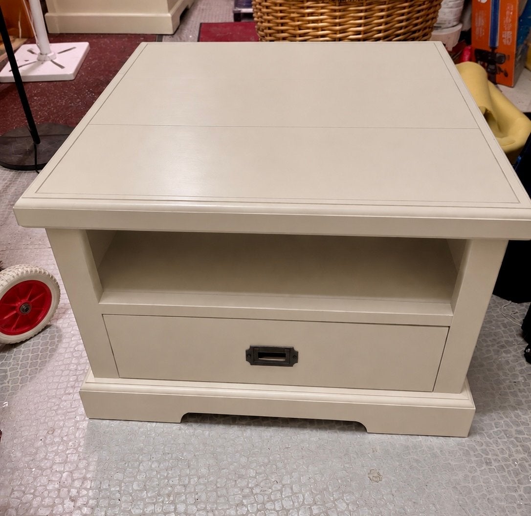 Salontafel met lade, zacht beige, 60x60x42 cm, Huis en Inrichting, Ophalen, Gebruikt, Vierkant, 50 tot 100 cm