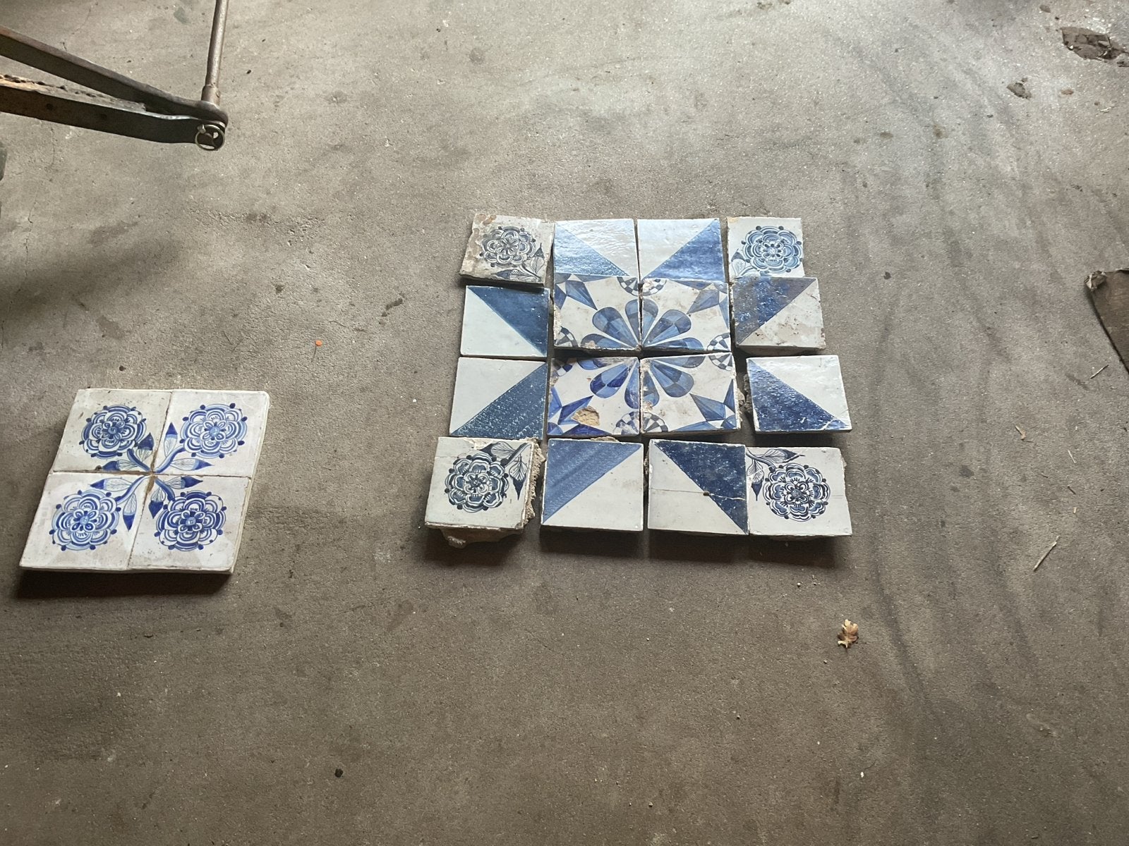 Antieke tegeltableau 8 puntige ster motief, Ophalen of Verzenden