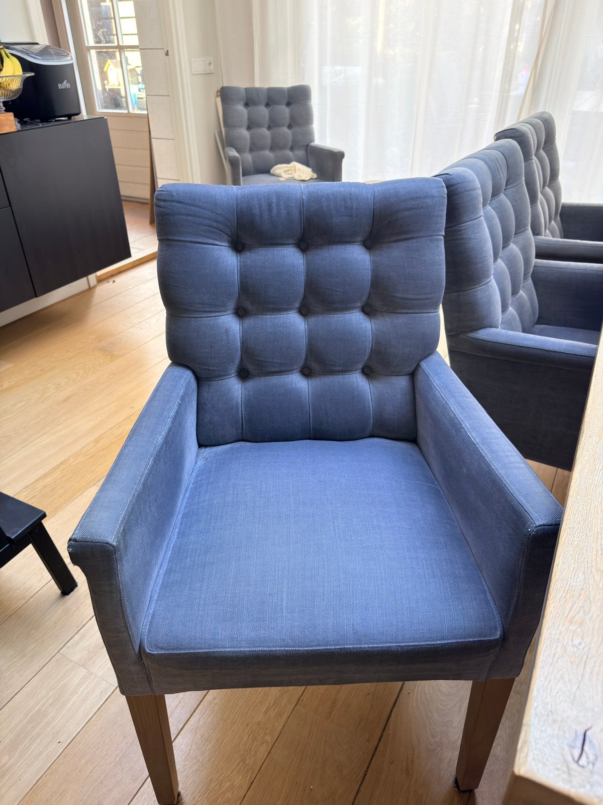 Eetkamerstoelen 6 stuks, Ophalen, Gebruikt, Blauw, Landelijk, klassiek