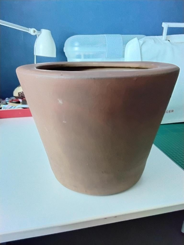 Terracotta bloempot, Tuin en Terras, Bloempotten, Gebruikt, Rond, Binnen, Minder dan 40 cm