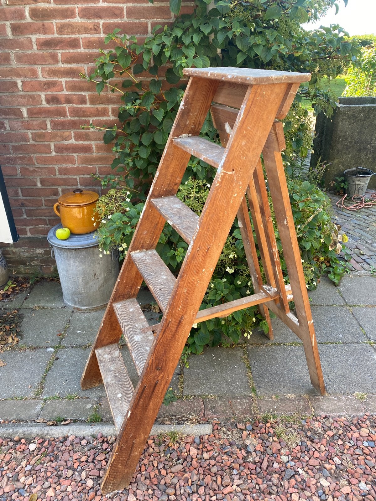 Ouderwetse Grenen Houten TRAP, Ophalen, Gebruikt, Trap, Opvouwbaar of Inschuifbaar