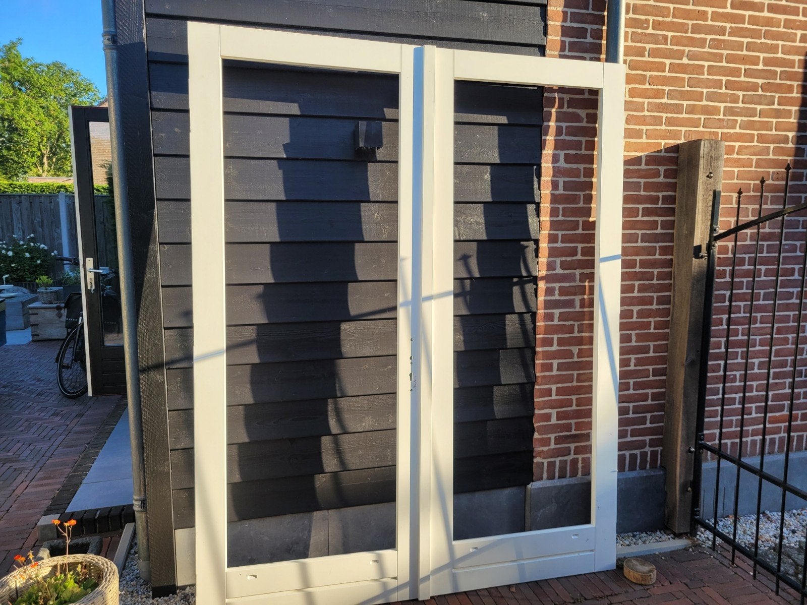 openslaande mahonie deuren set 1870x2360 nieuw!!, Deurkozijn, Nieuw, Hout, Ophalen
