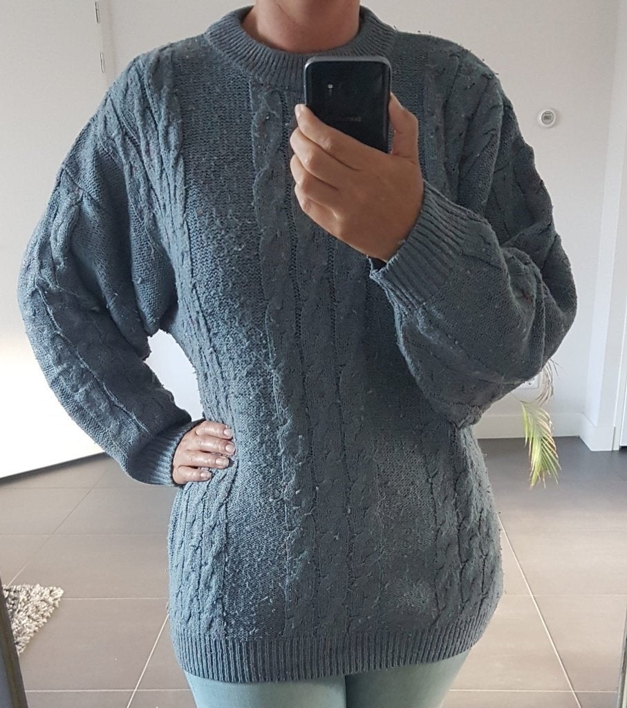 Kabel Trui Blauw XL, Verzenden, Zo goed als nieuw, Maat 46/48 (XL) of groter, Blauw