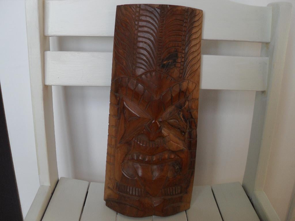 TIKI MASKER., Oceanië, Handgemaakt, 20 - 50 cm, Bruin