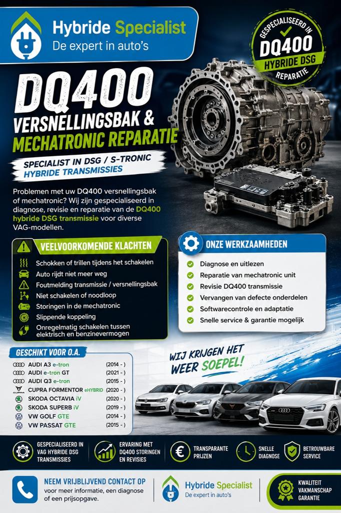 DQ400 Versnellingsbak reparatie + revisie! WIJ HELPEN SNEL!, Auto-onderdelen, Transmissie en Toebehoren, Audi, Skoda, Nieuw, Ophalen of Verzenden