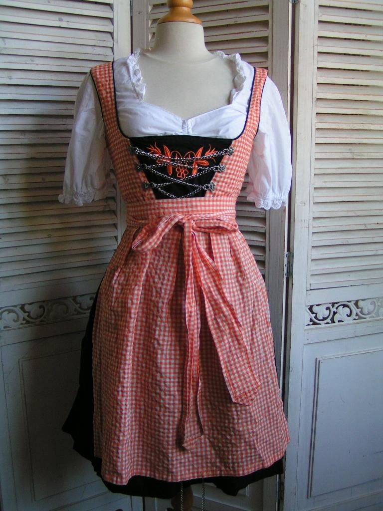 tiroler dirndl jurk en schort maat 36 nr GG 362, Verzenden, Zo goed als nieuw, Maat 36 (S), Overige thema's