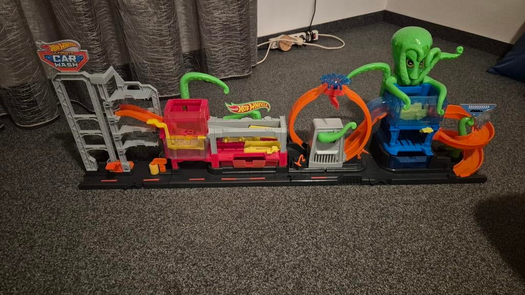 Hot Wheels City Ultimate Garage met Octopus Car Wash, Ophalen, Racebaan, Zo goed als nieuw, Hot Wheels