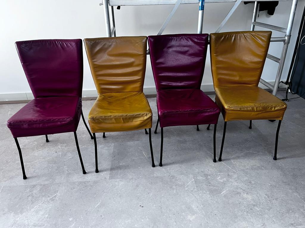 Leren eetkamerstoelen 5 stuks, Ophalen, Gebruikt, Overige kleuren, Leer