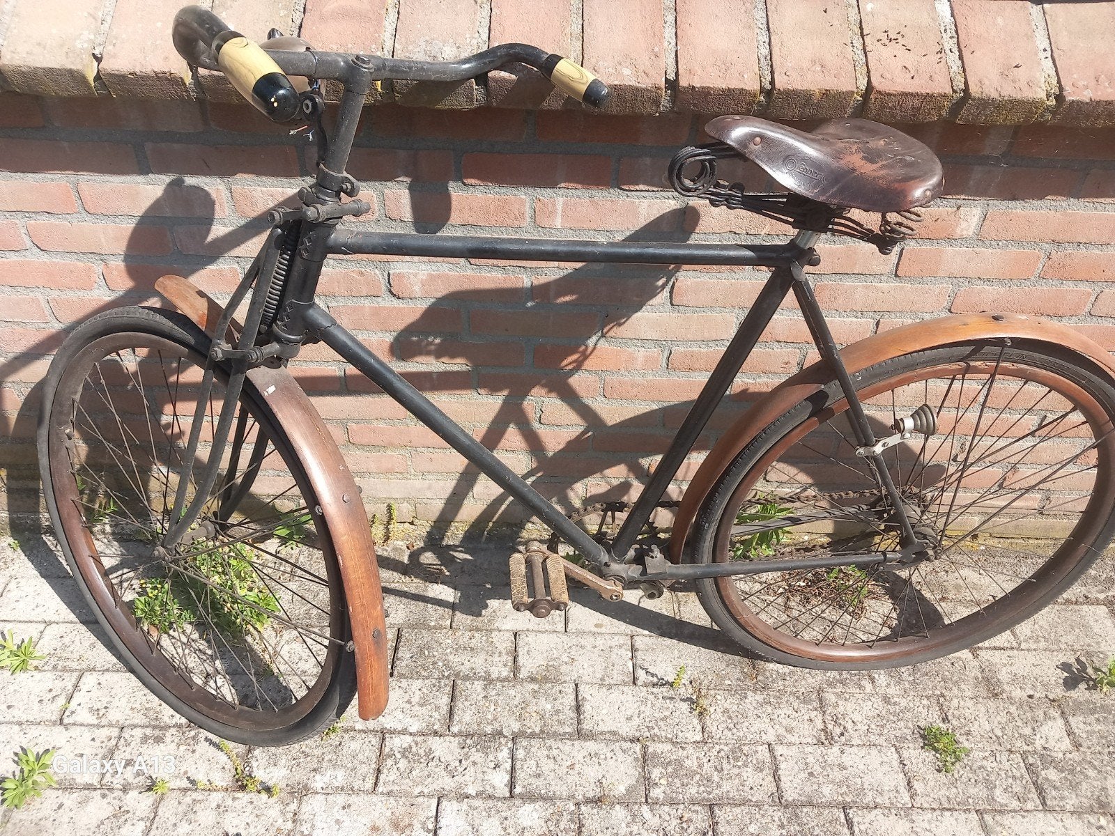 Vintage Herenfiets - houten velgen en spatborden !l, Ophalen