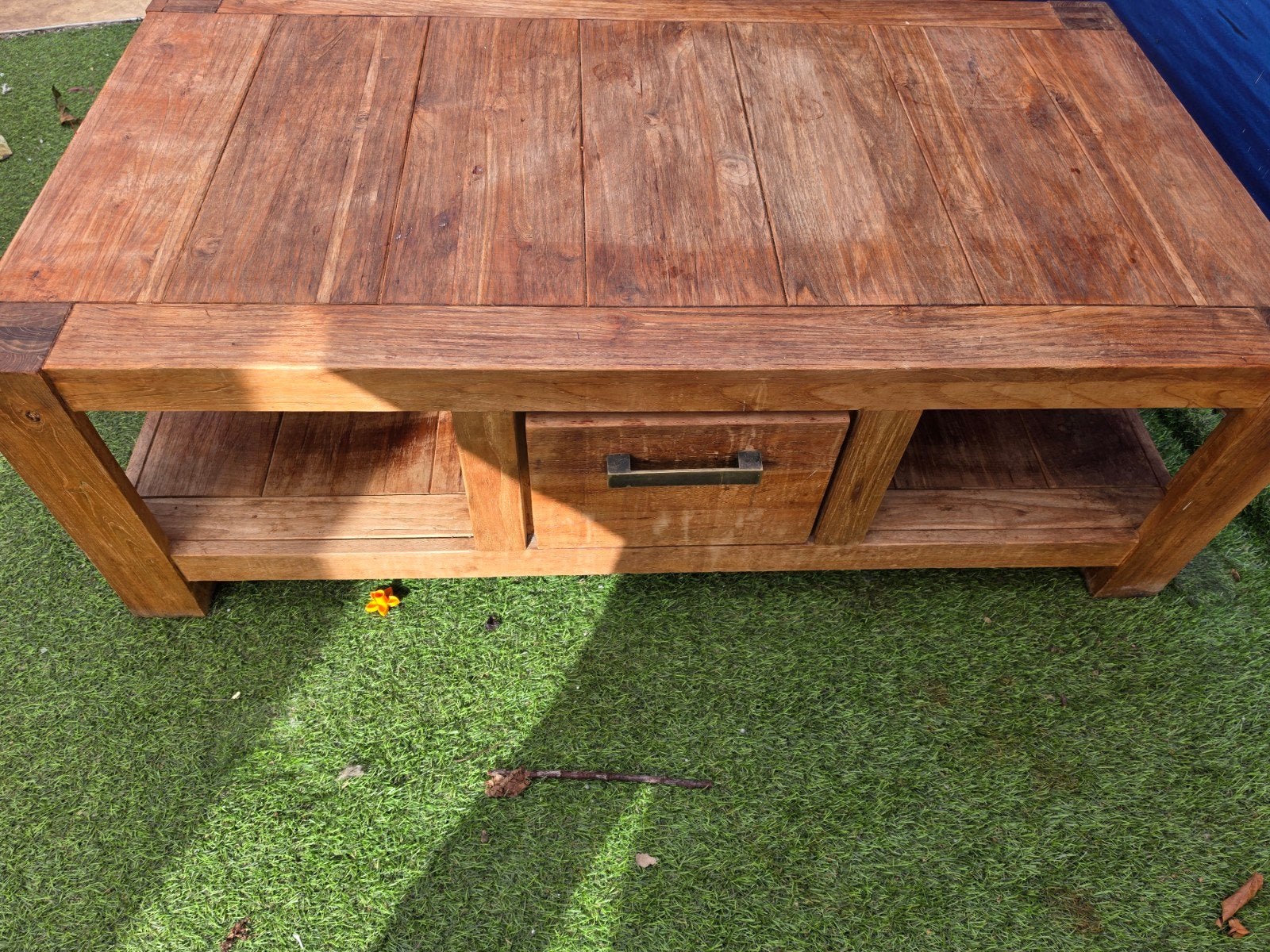 Teak houten salontafel., Huis en Inrichting, Ophalen, Gebruikt, 100 tot 150 cm, Teakhout