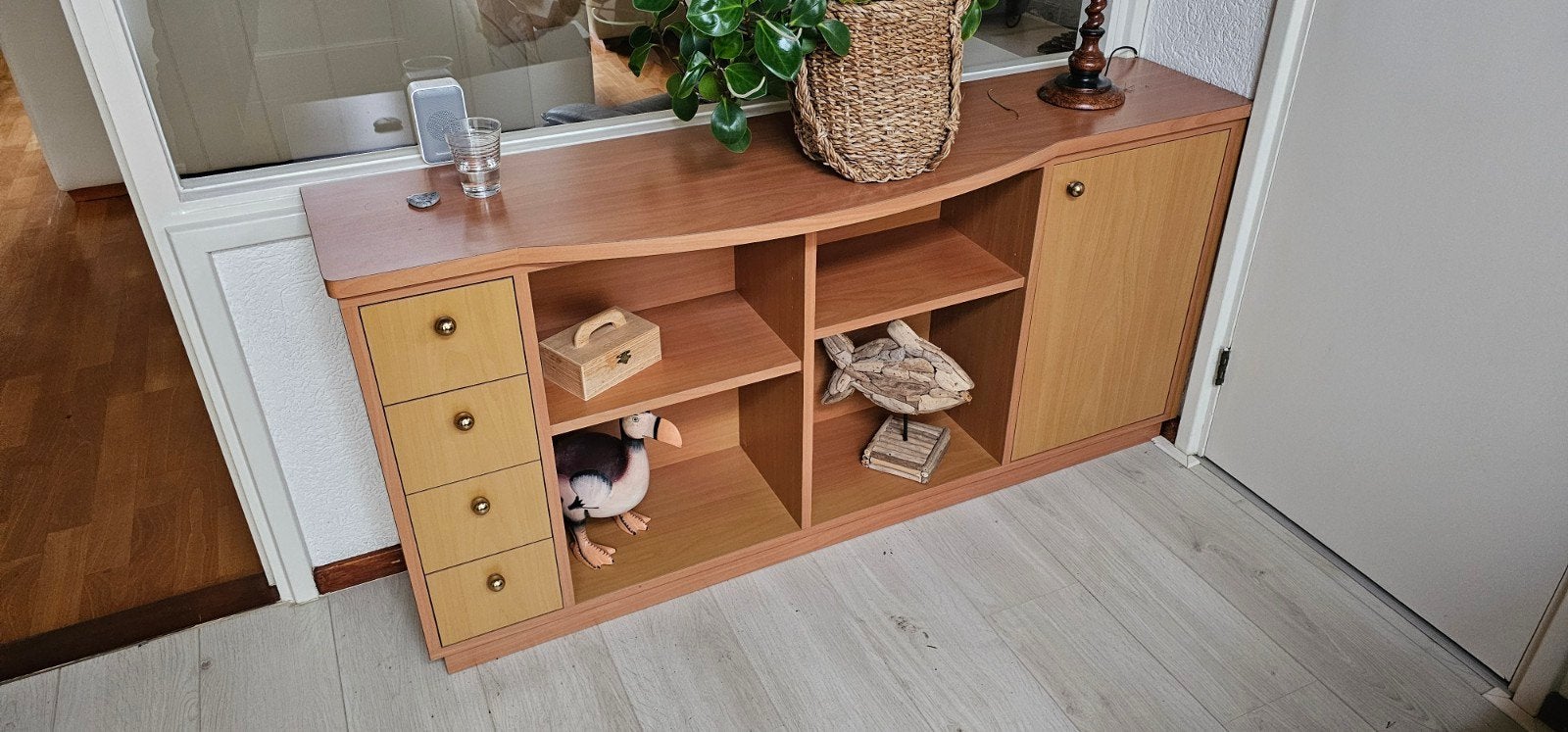 Houten dressoir met lades en deuren, Ophalen, Gebruikt, Met lade(s), 25 tot 50 cm