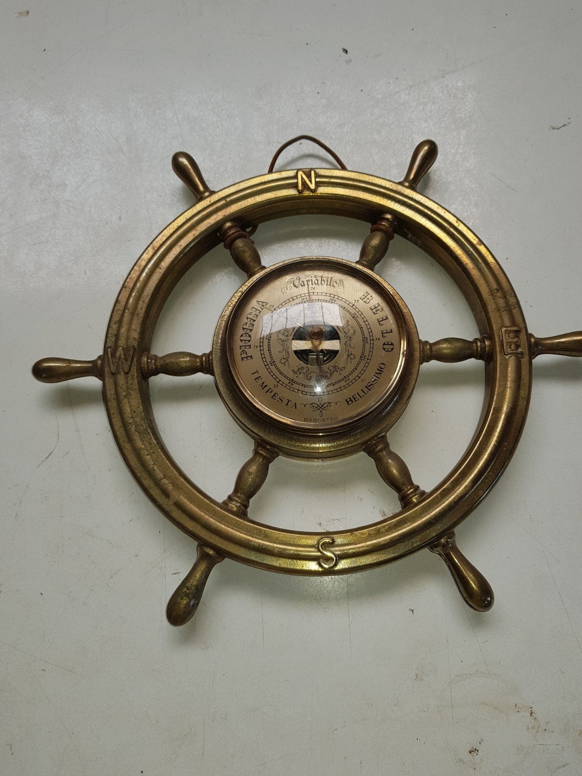 Antieke Barometer in Stuurwiel Vorm - Barostar, Gebruikt, Barostar, Ophalen of Verzenden, Onbekend
