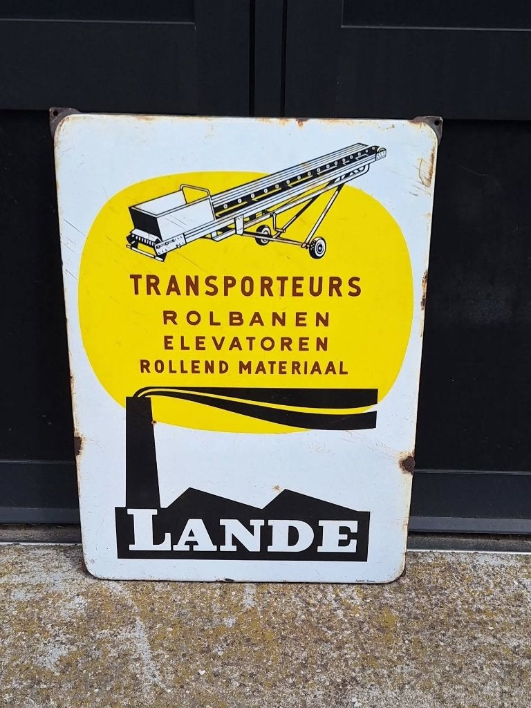 Zeldzaam emaille reclamebord van het bedrijf Lande., Verzamelen, Merken en Reclamevoorwerpen, Reclamebord, Gebruikt, ., Ophalen of Verzenden