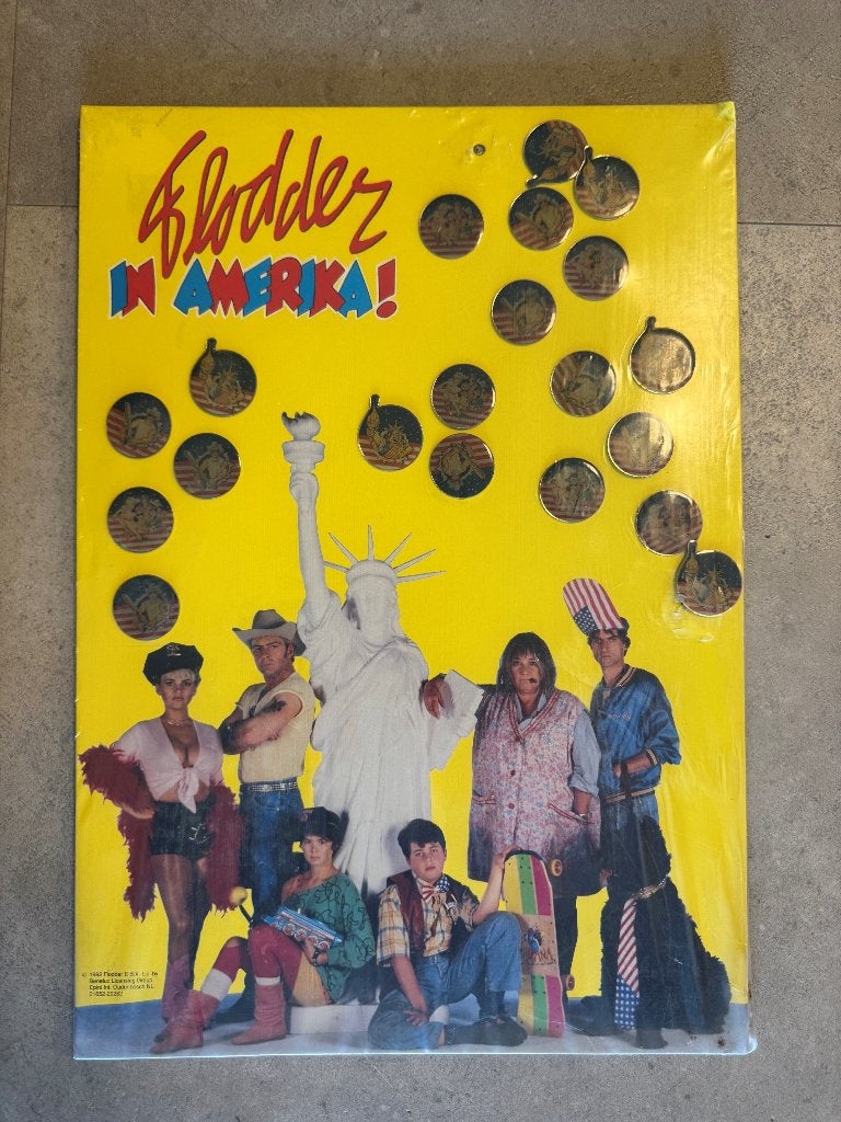 Speldjes Flodder in Amerika - ongeopend, Verzamelen, Speldjes, Pins en Buttons, Verzenden, Nieuw, Figuurtje, Speldje of Pin
