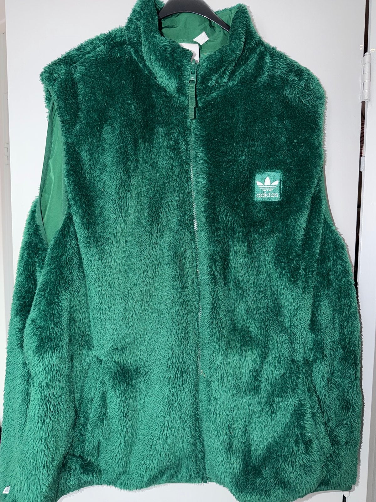 Adidas Omkeerbare Bodywarmer - Groen Teddy & Gladde Stof, Verzenden, Zo goed als nieuw, Maat 46/48 (XL) of groter, Groen