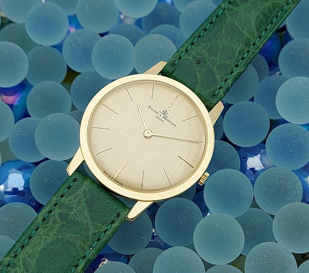 Baume et Mercier 18kt goud 1960’ Excellelente staat.Uniseks, Leer, Polshorloge, Zo goed als nieuw, Goud