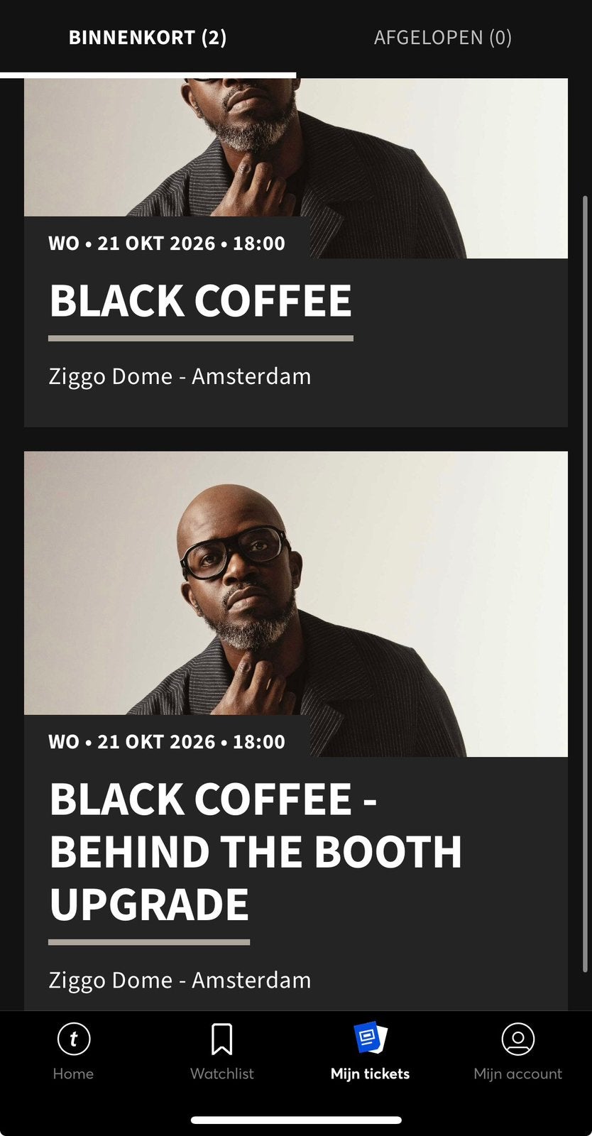 Black coffee ticket, Eén persoon, Juli