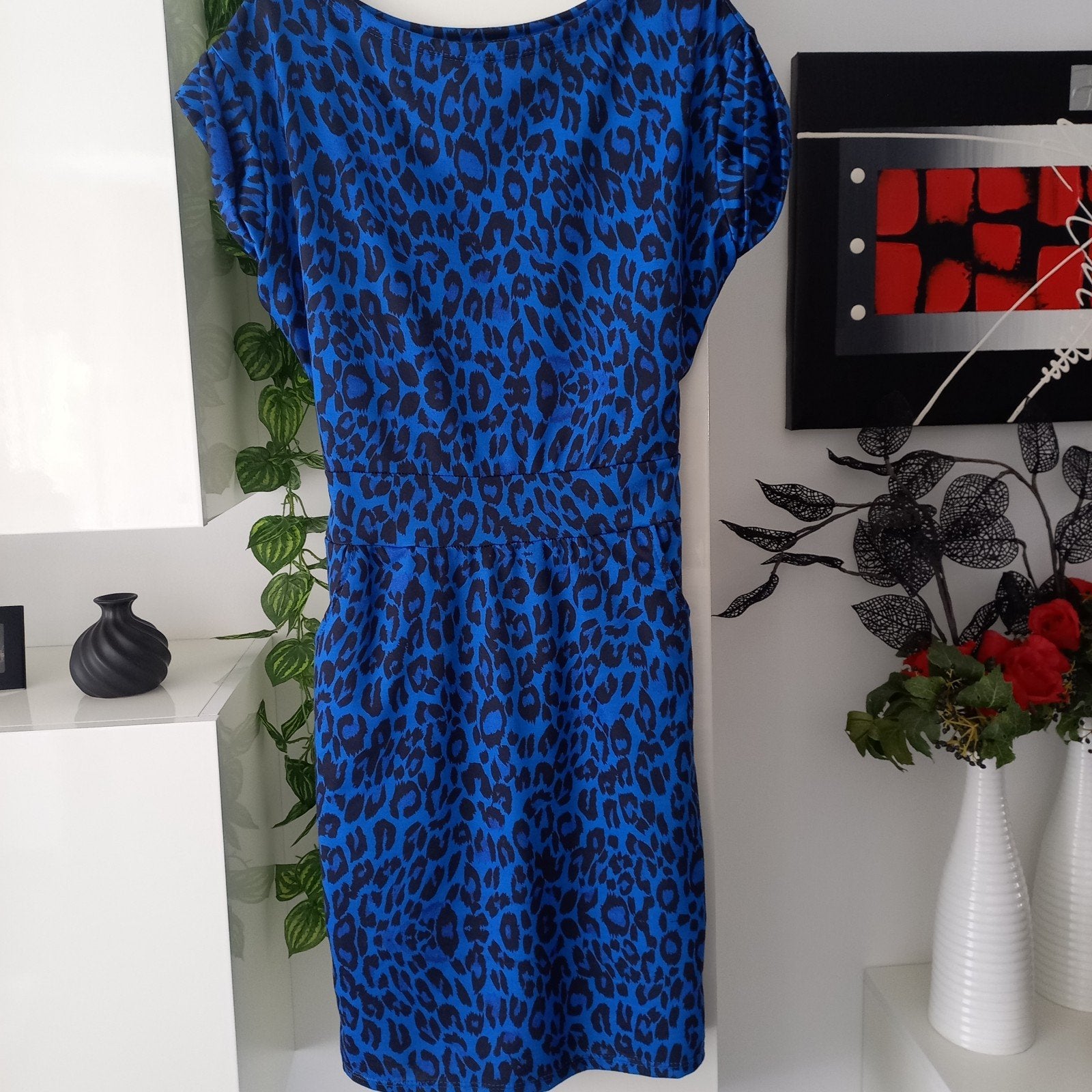 Zgan leuke jurk met strik en steekzakken maat S koopje nu, Kleding | Dames, Blauw, Ophalen of Verzenden, Zo goed als nieuw, Knielengte
