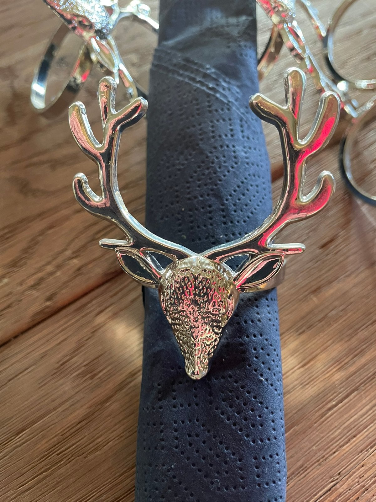 Servetringen rendier kerst zilver, Ophalen of Verzenden, Zo goed als nieuw, Metaal, Landelijk/Boerenbont