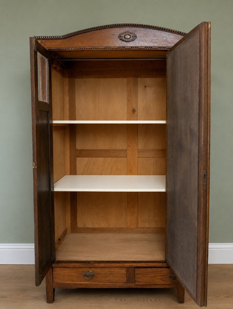 Art deco vintage spiegelkast kledingkast demontabel, Huis en Inrichting, Gebruikt, 100 tot 150 cm, 200 cm of meer, Art-deco vintage antiek