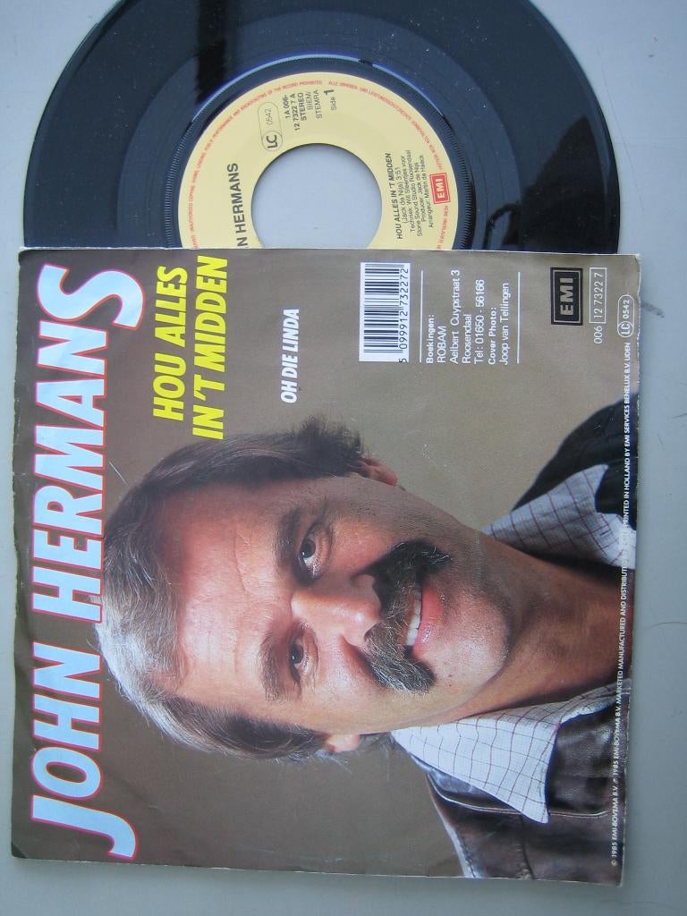 John Hermans-Hou alles in t midden, Ophalen of Verzenden, Gebruikt, 7 inch, Levenslied of Smartlap