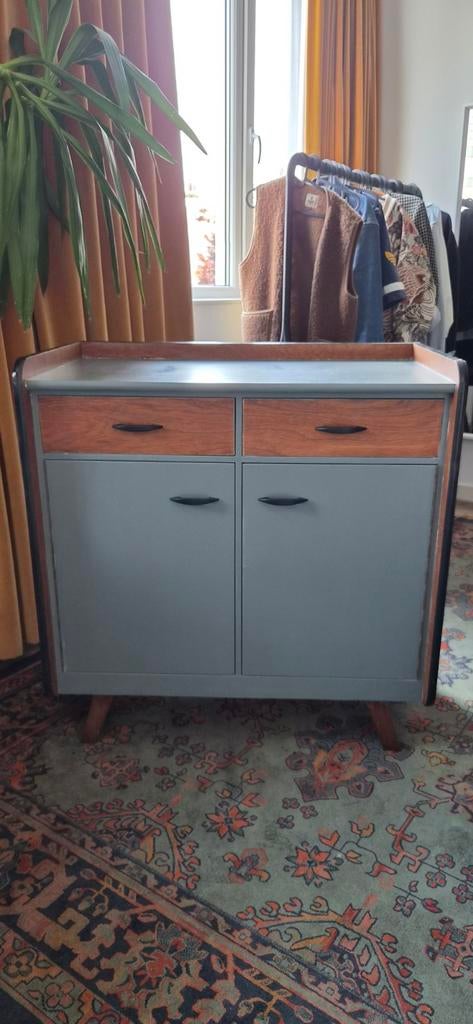 Houten commode met 2 deuren en 2 lades, Huis en Inrichting, Ophalen, 25 tot 50 cm, 50 tot 100 cm