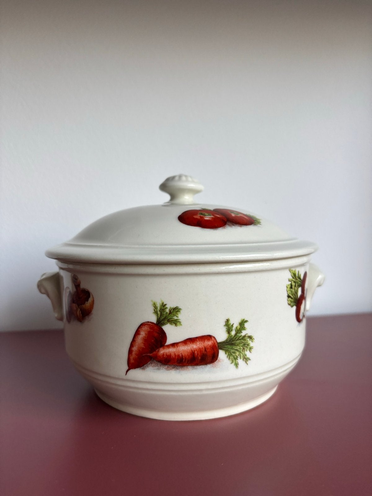 Vintage Carafe France terrine met Groentemotief, Overige merken, Keramiek, Vintage, Ophalen of Verzenden