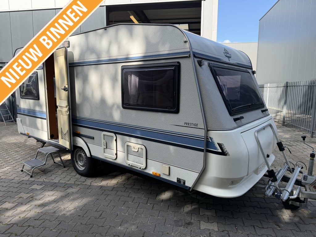 Hobby Prestige 495 UB VOORTENT - DWARSBED, Caravans en Kamperen, Standaardzit, Hobby, Bedrijf, 4 tot 5 meter